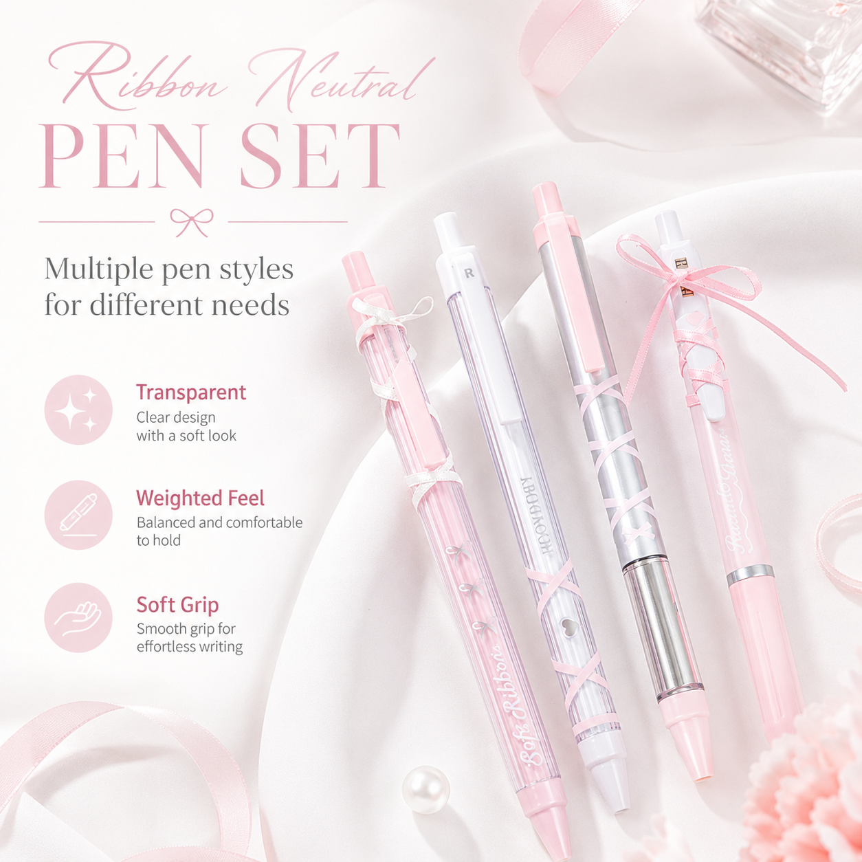 ROSYPOSY DIY Bow Ribbon Gel Pen Set by ROSYPOSY - color option view for journaling writing tool | Lumiyear