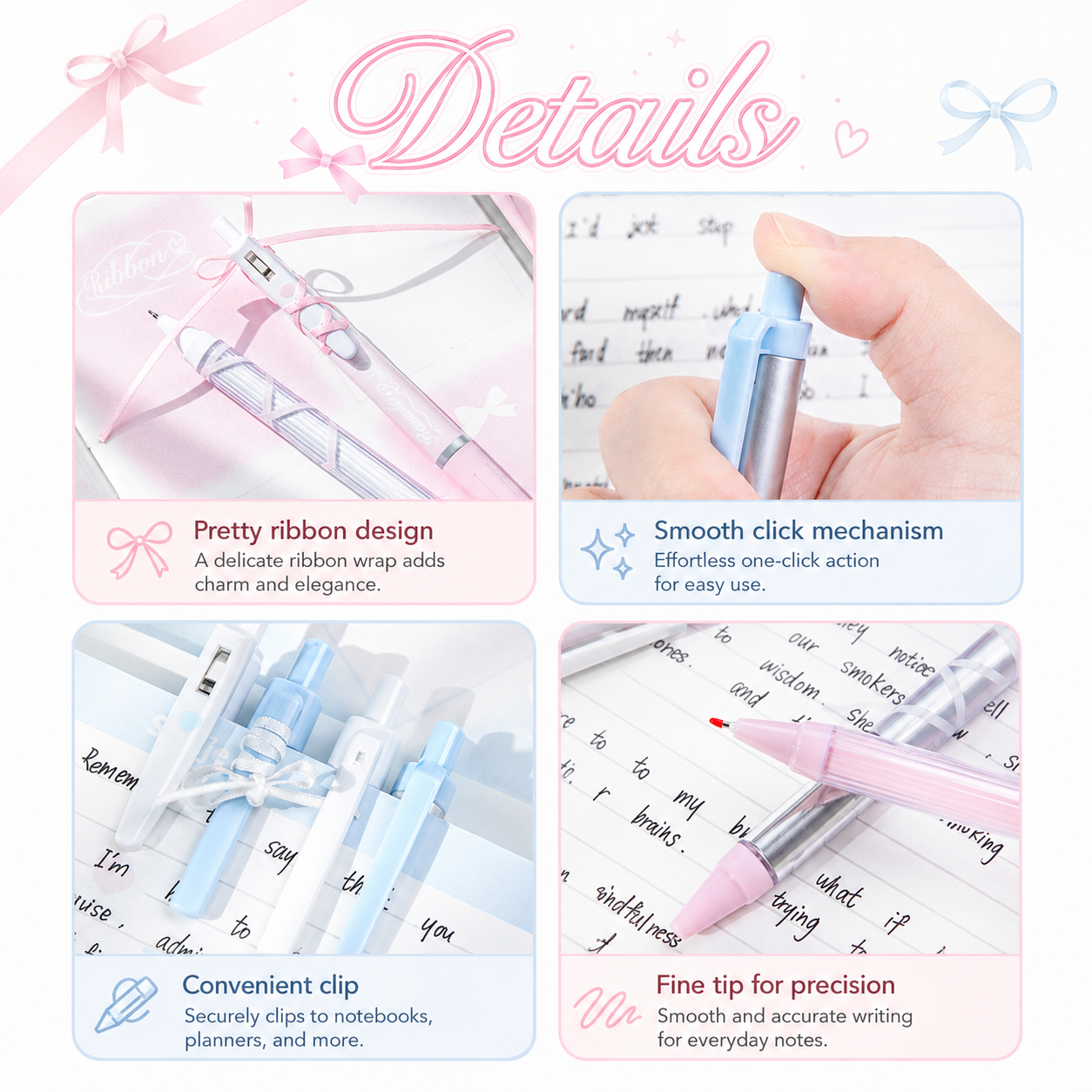 ROSYPOSY DIY Bow Ribbon Gel Pen Set by ROSYPOSY - color option view for journaling writing tool | Lumiyear