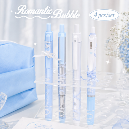 ROSYPOSY DIY Bow Ribbon Gel Pen Set | Aesthetic Pearlescent 4-Piece Writing Kit
