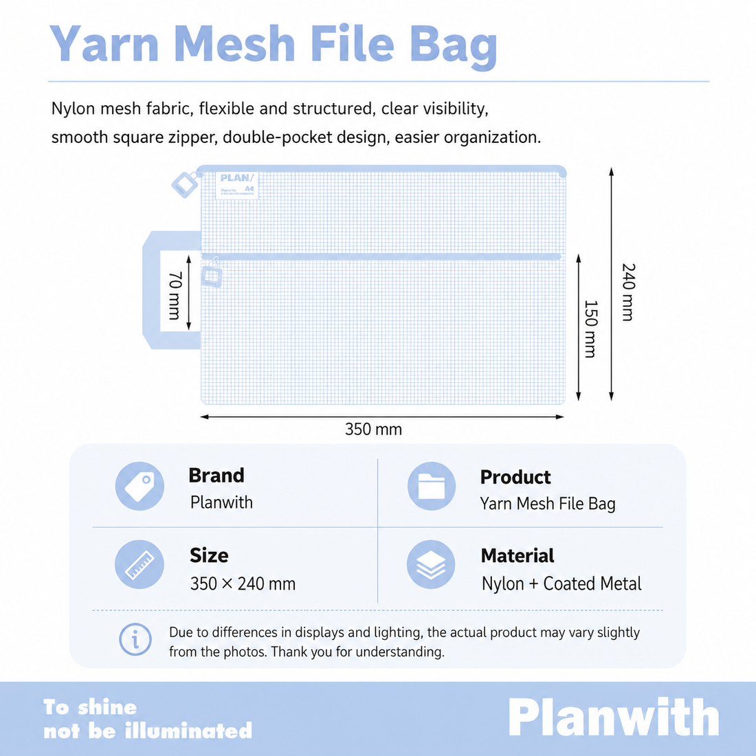 Planwith A4 Double Pocket Mesh File Bag by Planwith - color option view for stationery organizer | Lumiyear
