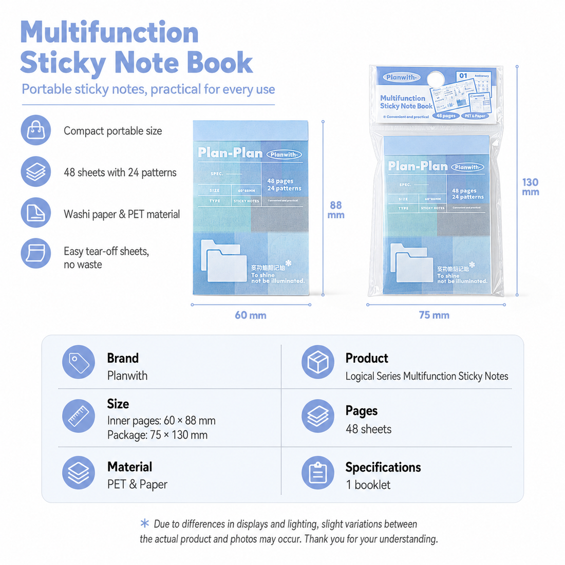 Planwith Multi-Functional Mark Sticky Note Book by Planwith - color option view for aesthetic stationery | Lumiyear