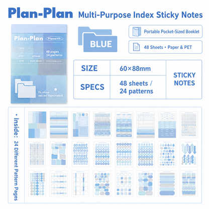 Planwith Multi-Functional Mark Sticky Note Book | Translucent PET & Washi Planner Stickers