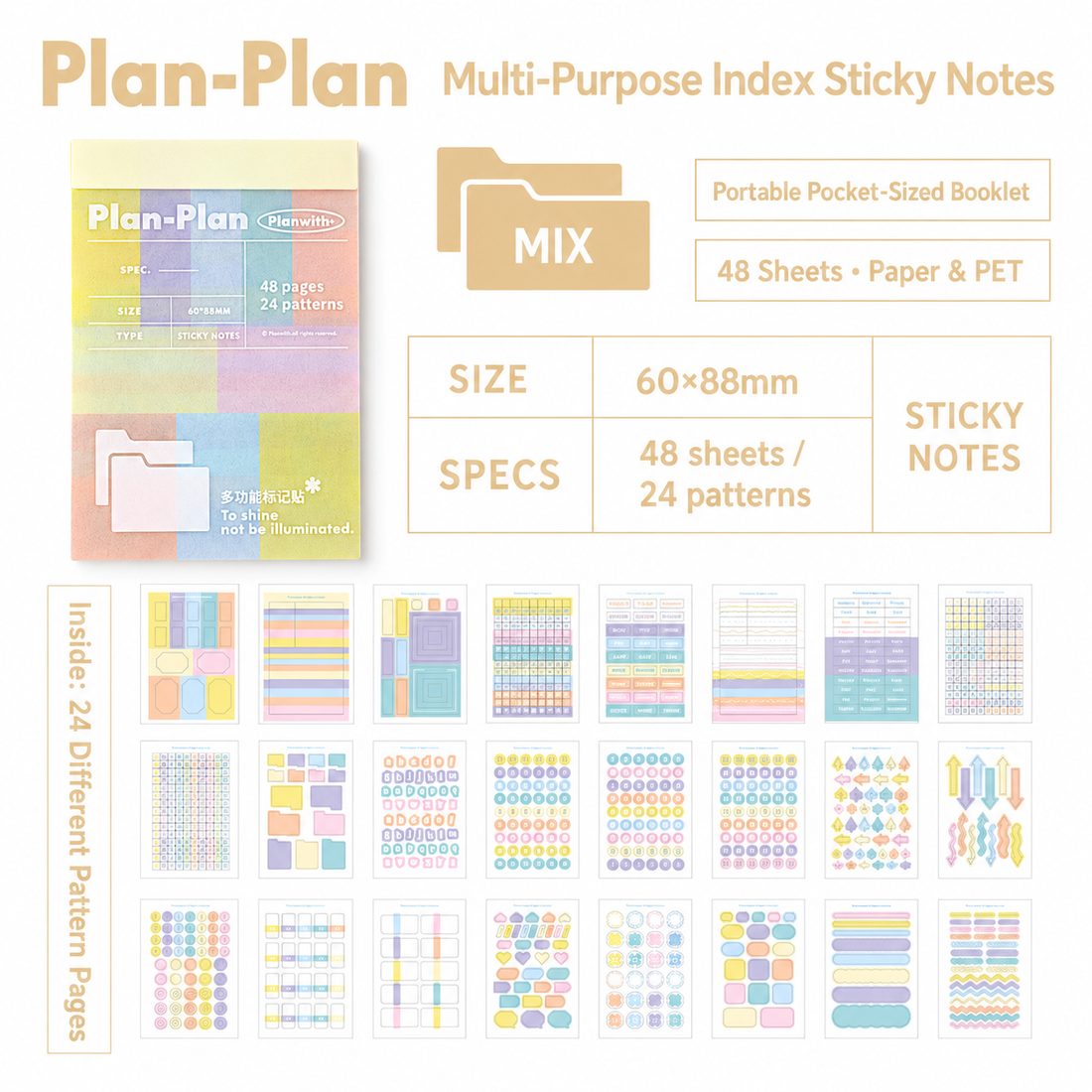Planwith Multi-Functional Mark Sticky Note Book by Planwith - color option view for aesthetic stationery | Lumiyear