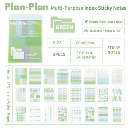Planwith Multi-Functional Mark Sticky Note Book | Translucent PET & Washi Planner Stickers