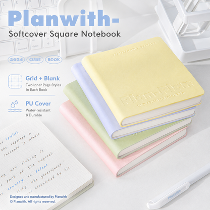 CUBE Series Softcover Square Notebook | Pocket Grid & Blank Journal