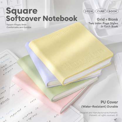 CUBE Series Softcover Square Notebook | Pocket Grid & Blank Journal