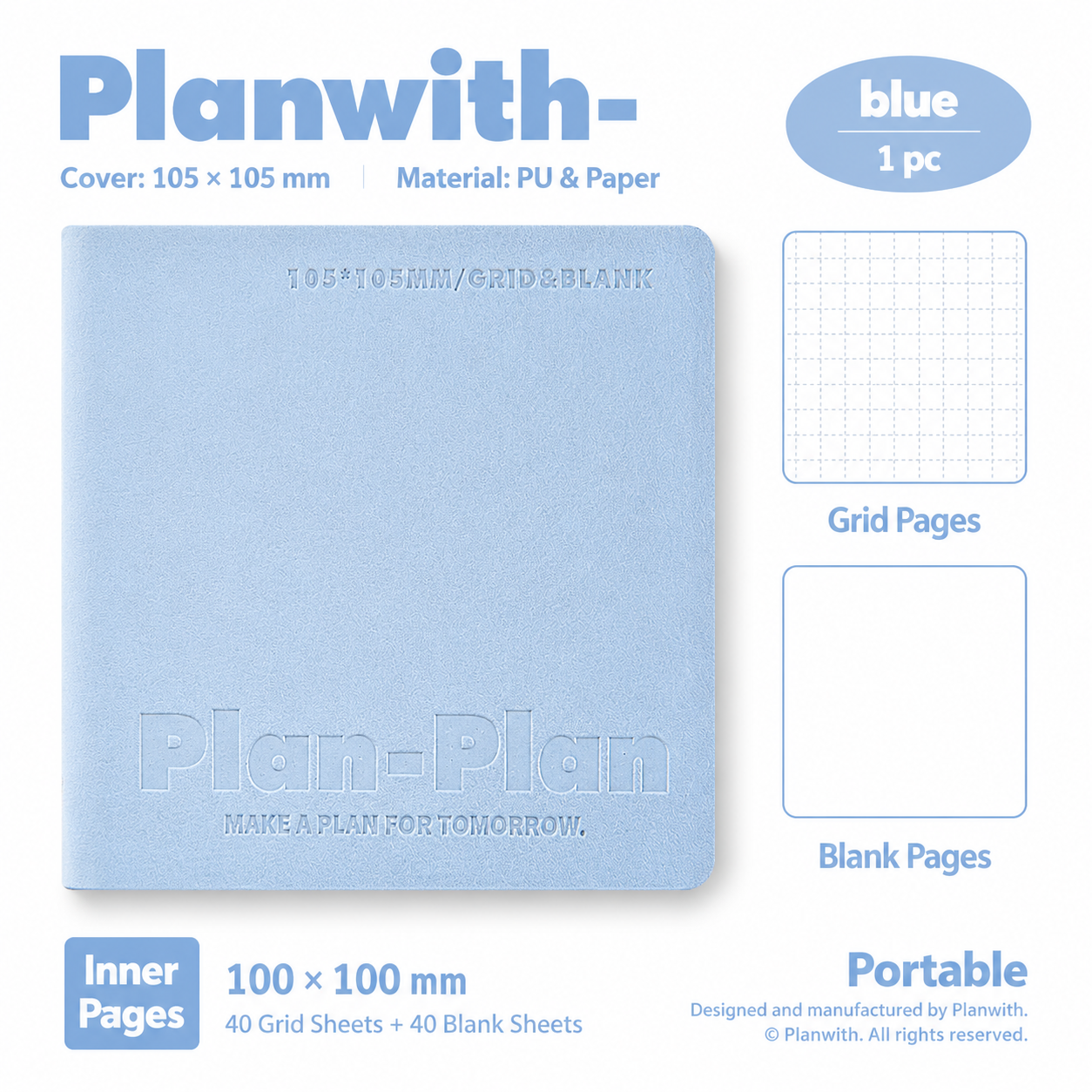 CUBE Series Softcover Square Notebook by Planwith - color option view for journaling notebook | Lumiyear