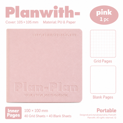 CUBE Series Softcover Square Notebook | Pocket Grid & Blank Journal