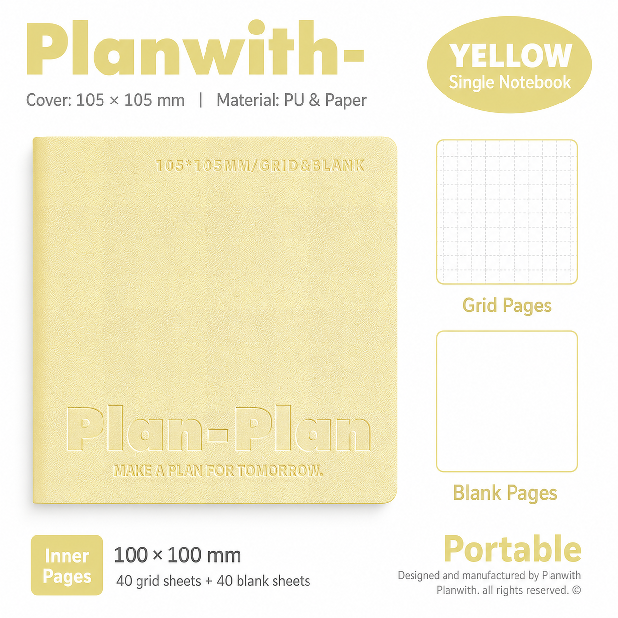 CUBE Series Softcover Square Notebook by Planwith - color option view for journaling notebook | Lumiyear