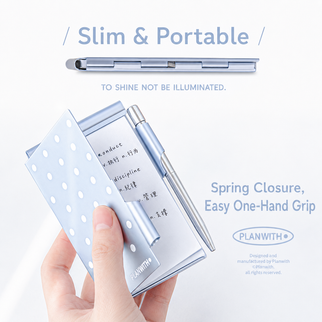 Planwith Pocket Metal Memo Pad Set with Twist Pen by Planwith - color option view for journaling writing tool | Lumiyear