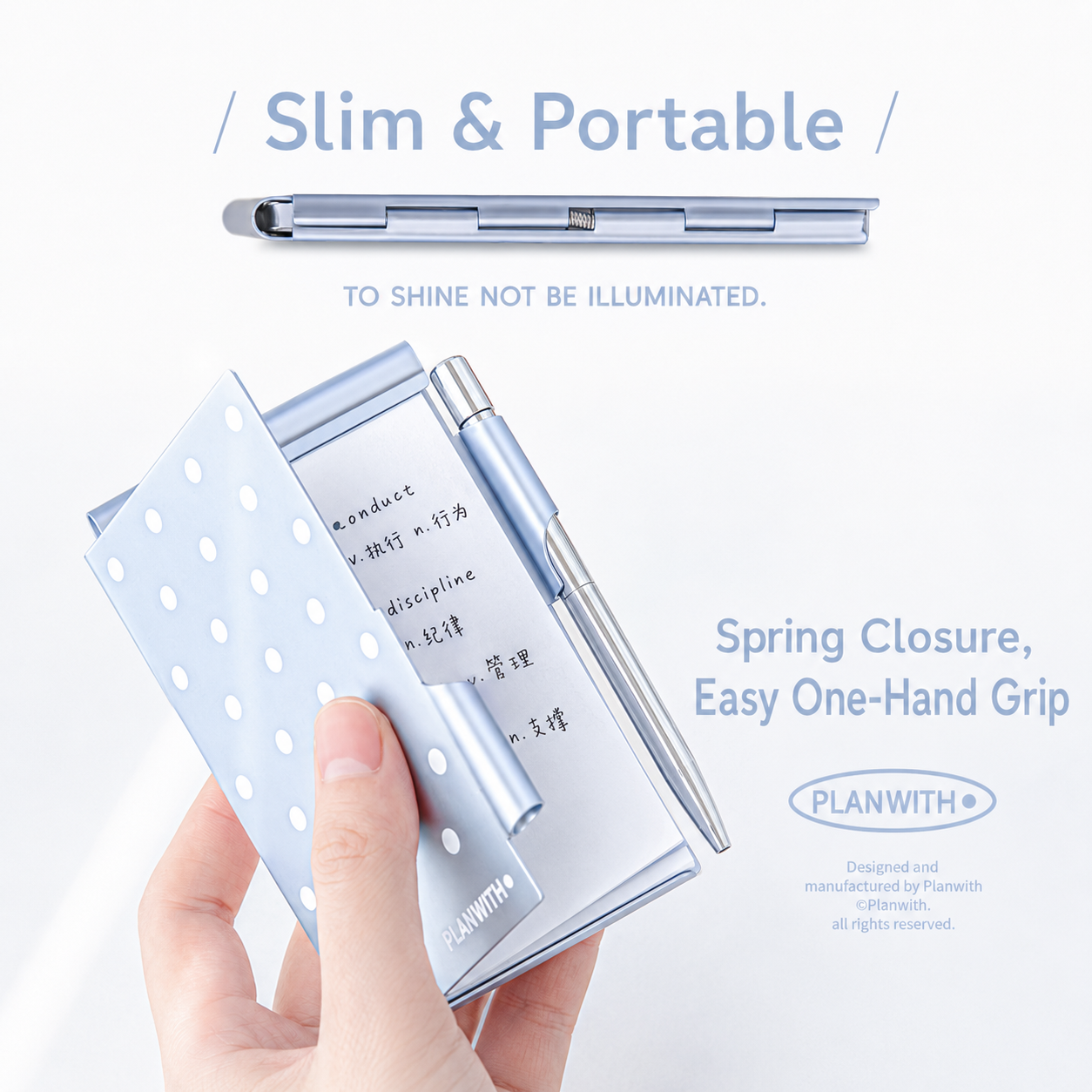 Planwith Pocket Metal Memo Pad Set with Twist Pen by Planwith - color option view for journaling writing tool | Lumiyear