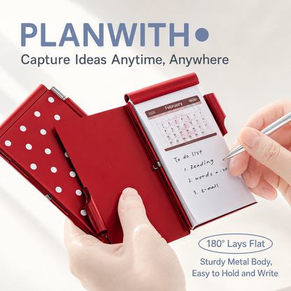 Planwith Pocket Metal Memo Pad Set with Twist Pen | Aluminum Alloy Pocket Journal