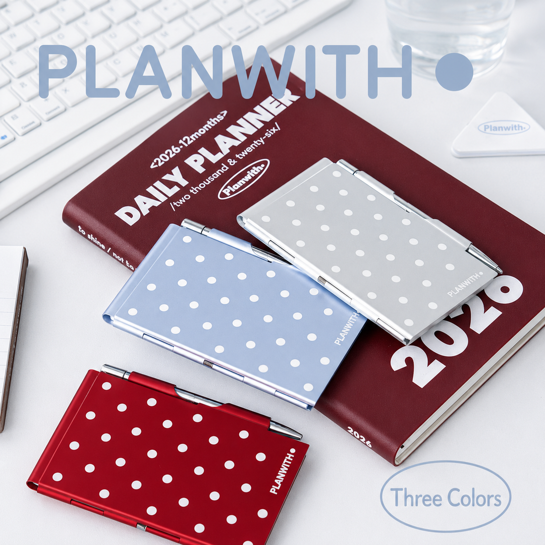 Planwith Pocket Metal Memo Pad Set with Twist Pen by Planwith - color option view for journaling writing tool | Lumiyear