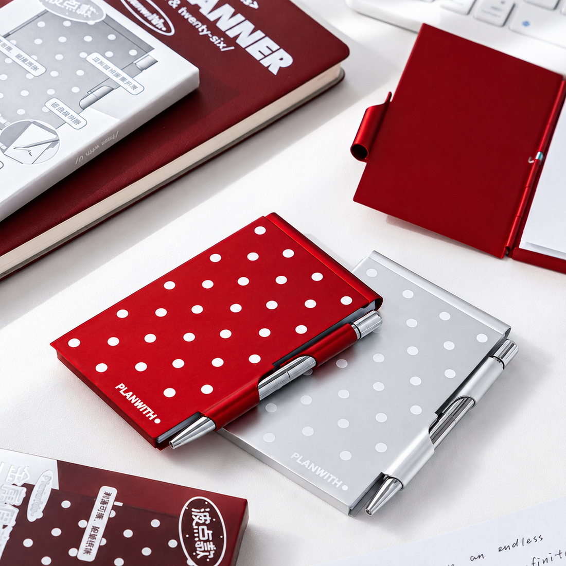 Planwith Pocket Metal Memo Pad Set with Twist Pen by Planwith - color option view for journaling writing tool | Lumiyear
