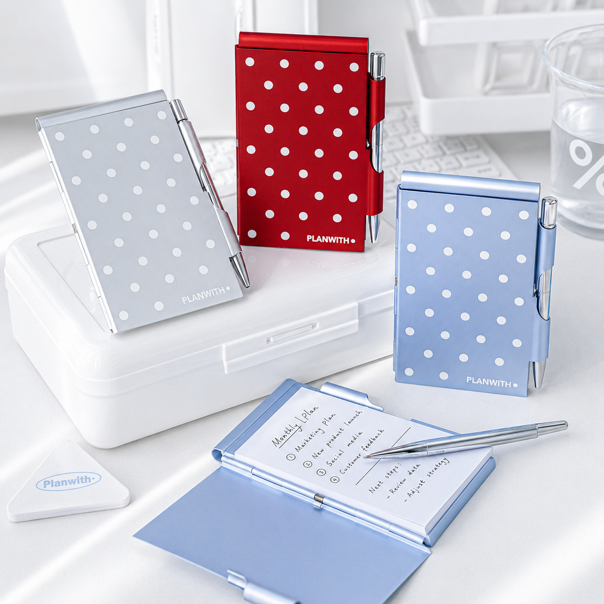 Planwith Pocket Metal Memo Pad Set with Twist Pen | Aluminum Alloy Pocket Journal