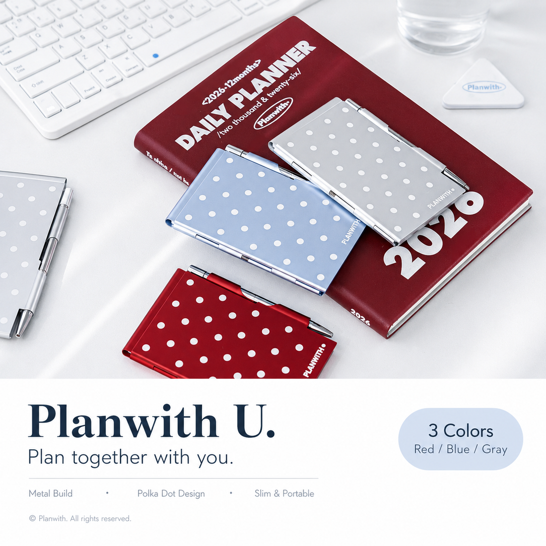 Planwith Pocket Metal Memo Pad Set with Twist Pen by Planwith - color option view for journaling writing tool | Lumiyear