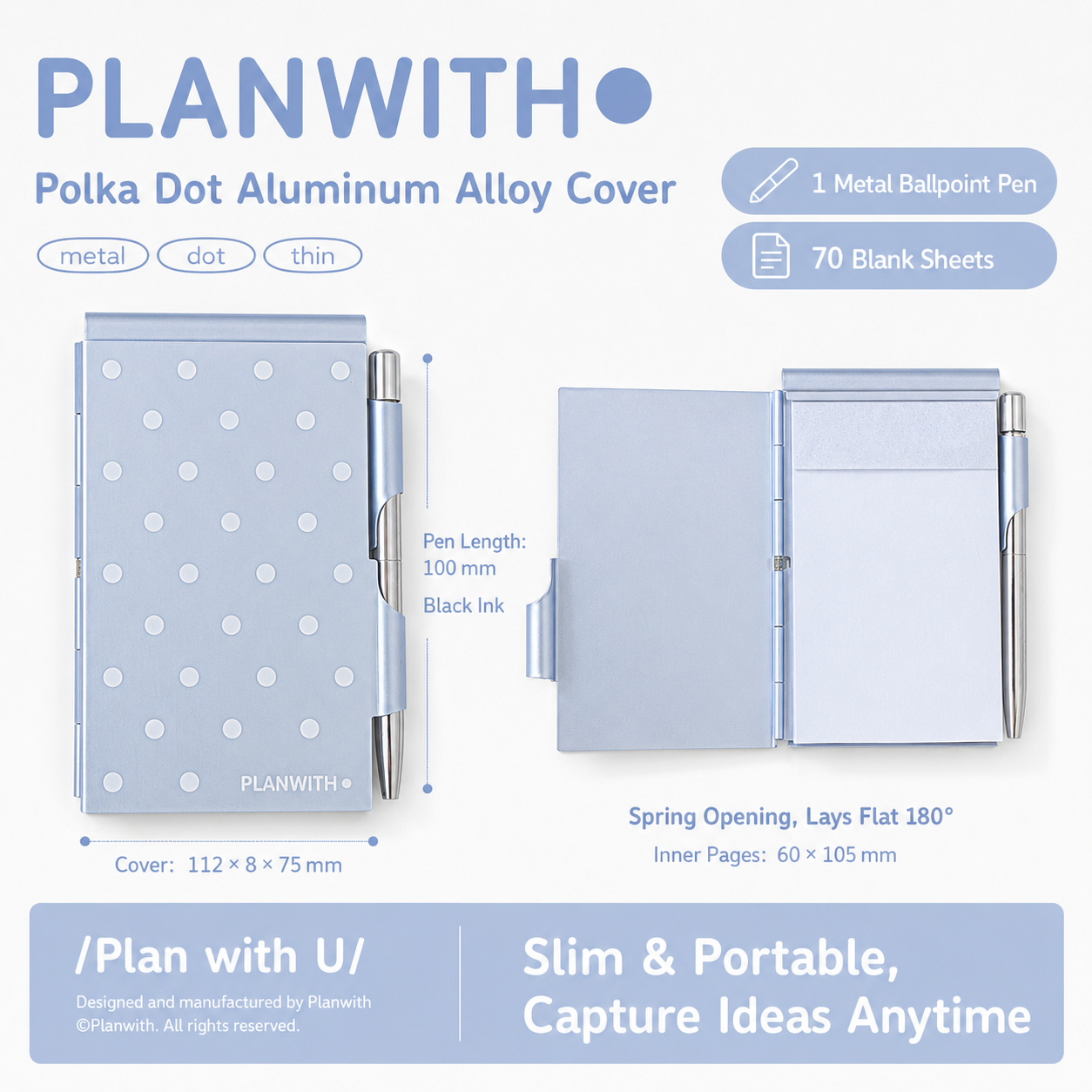 Planwith Pocket Metal Memo Pad Set with by Planwith - lifestyle stationery view for journaling writing tool | Lumiyear