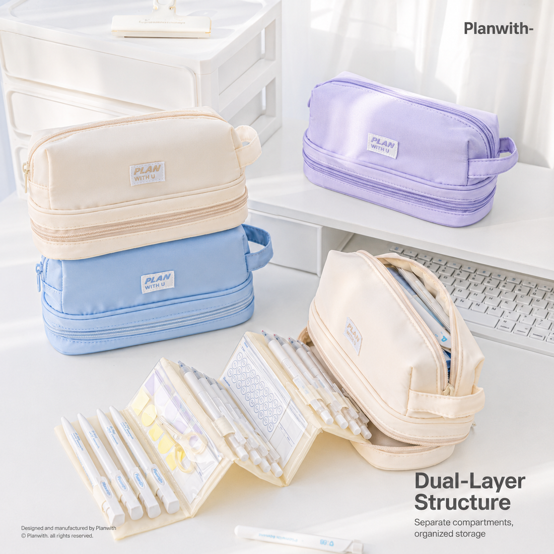 Planwith Expansion 2.0 Accordion Pull-Out Pencil Pouch by Planwith - color option view for journaling writing tool | Lumiyear