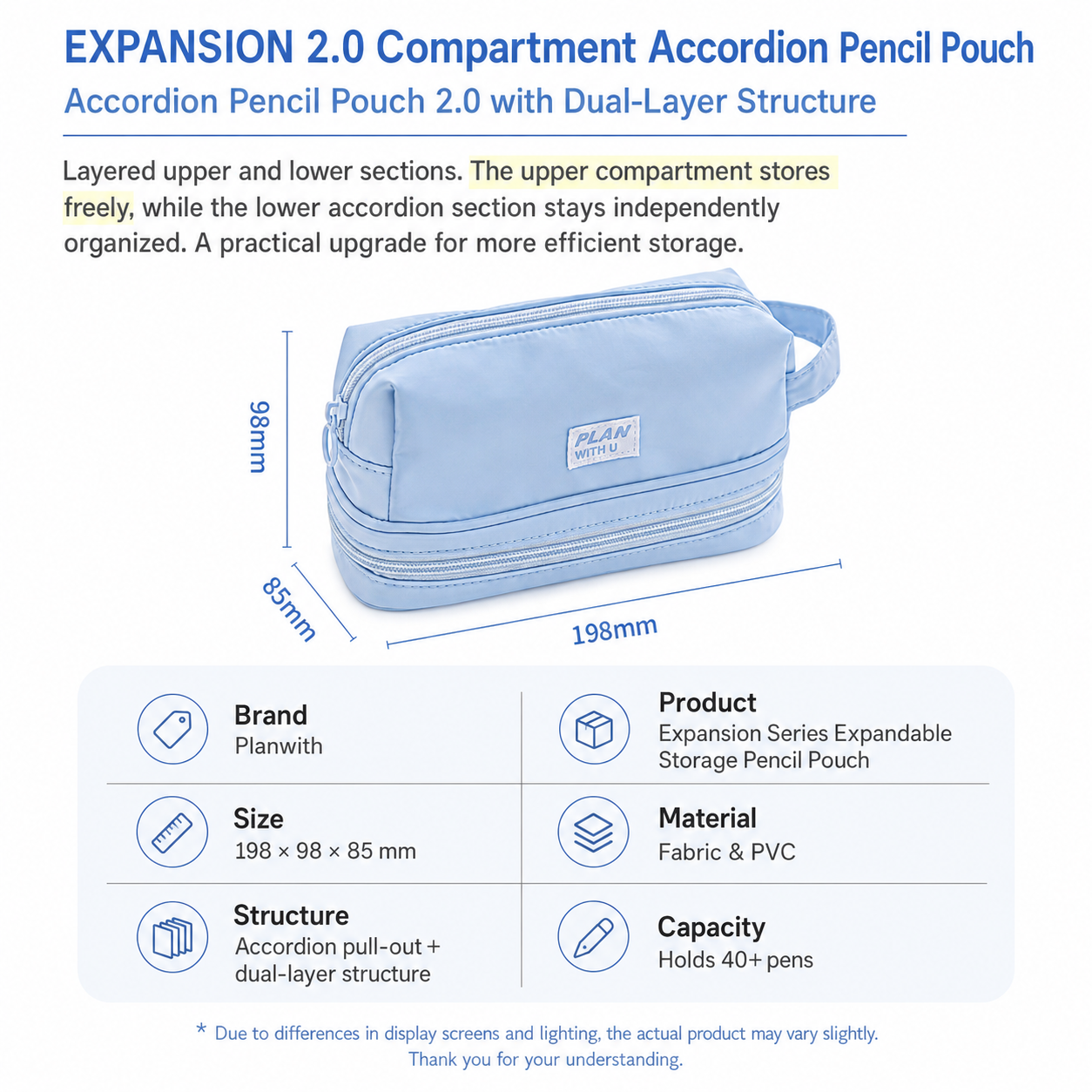 Planwith Expansion 2.0 Accordion Pull-Out Pencil Pouch by Planwith - color option view for journaling writing tool | Lumiyear