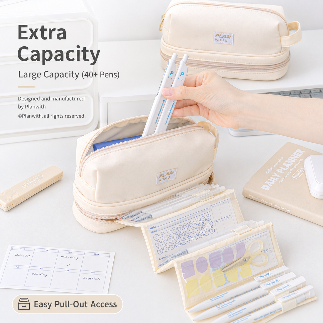 Planwith Expansion 2.0 Accordion Pull-Out Pencil Pouch by Planwith - color option view for journaling writing tool | Lumiyear