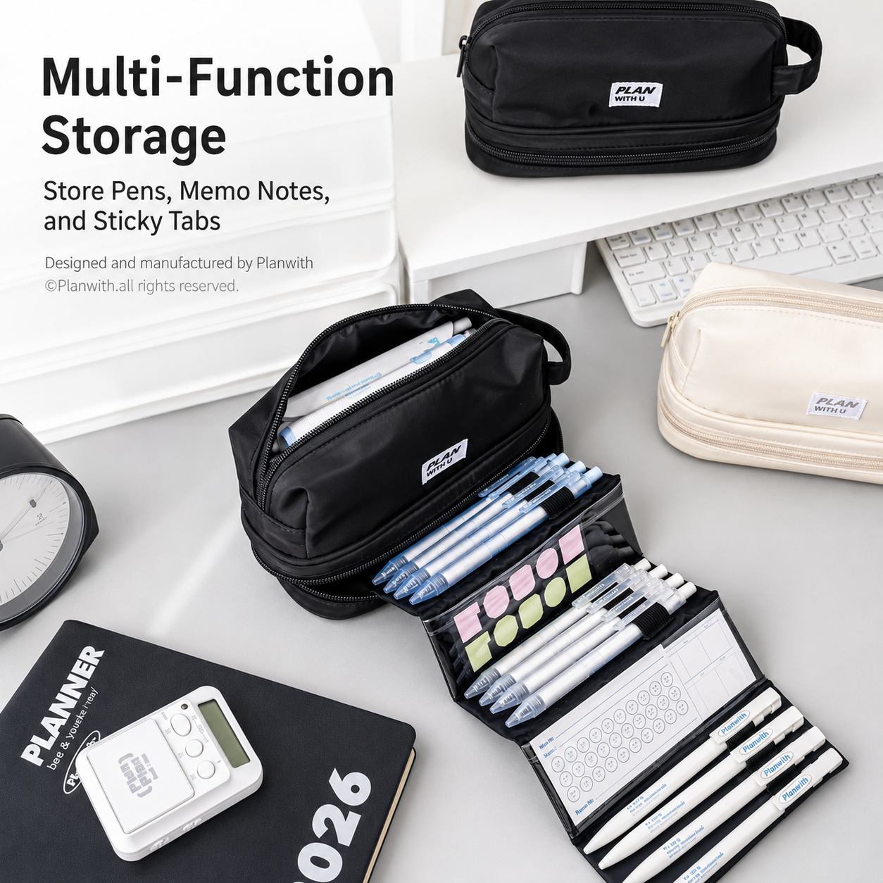 Planwith Expansion 2.0 Accordion Pull-Out Pencil Pouch by Planwith - color option view for journaling writing tool | Lumiyear