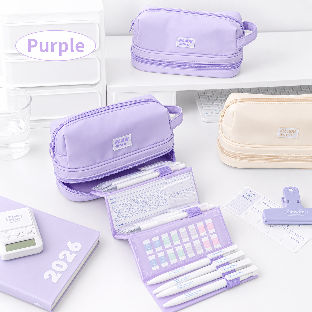 Planwith Expansion 2.0 Accordion Pull-Out Pencil Pouch by Planwith - detail view for journaling writing tool | Lumiyear