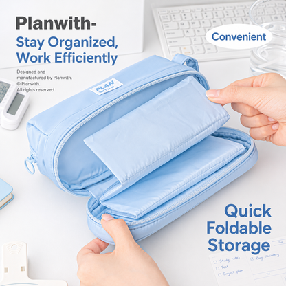 Planwith Expansion 2.0 Accordion Pull-Out Pencil Pouch | Large Capacity Dual-Layer Pen Case