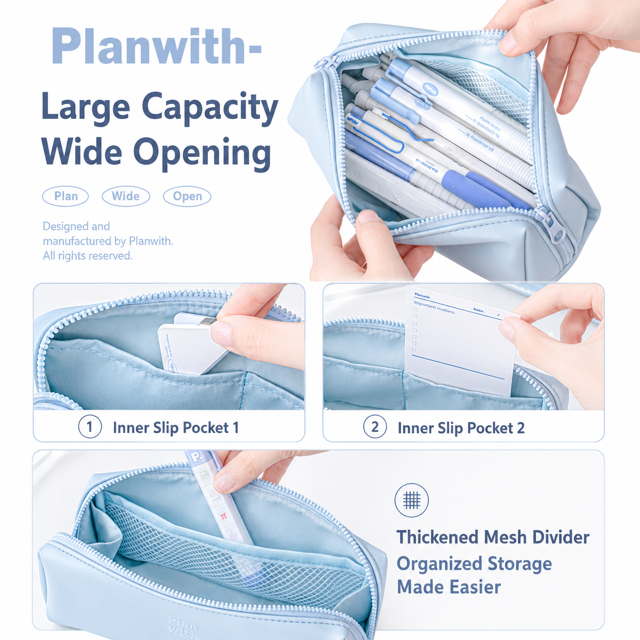 Planwith Soft PU Leather Pencil Case with by Planwith - lifestyle stationery view for journaling writing tool | Lumiyear