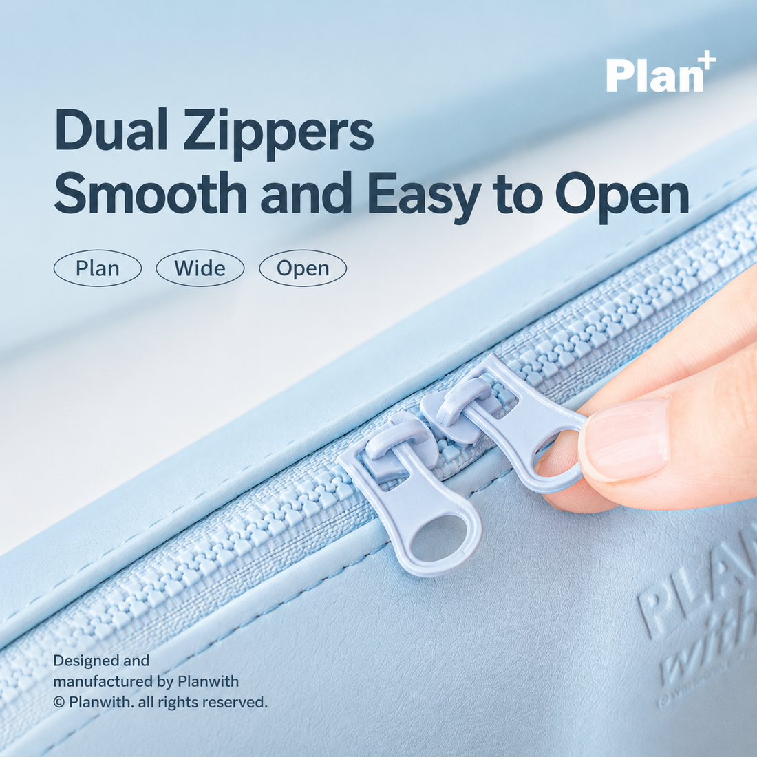 Planwith Soft PU Leather Pencil Case with Dual Zippers by Planwith - color option view for journaling writing tool | Lumiyear