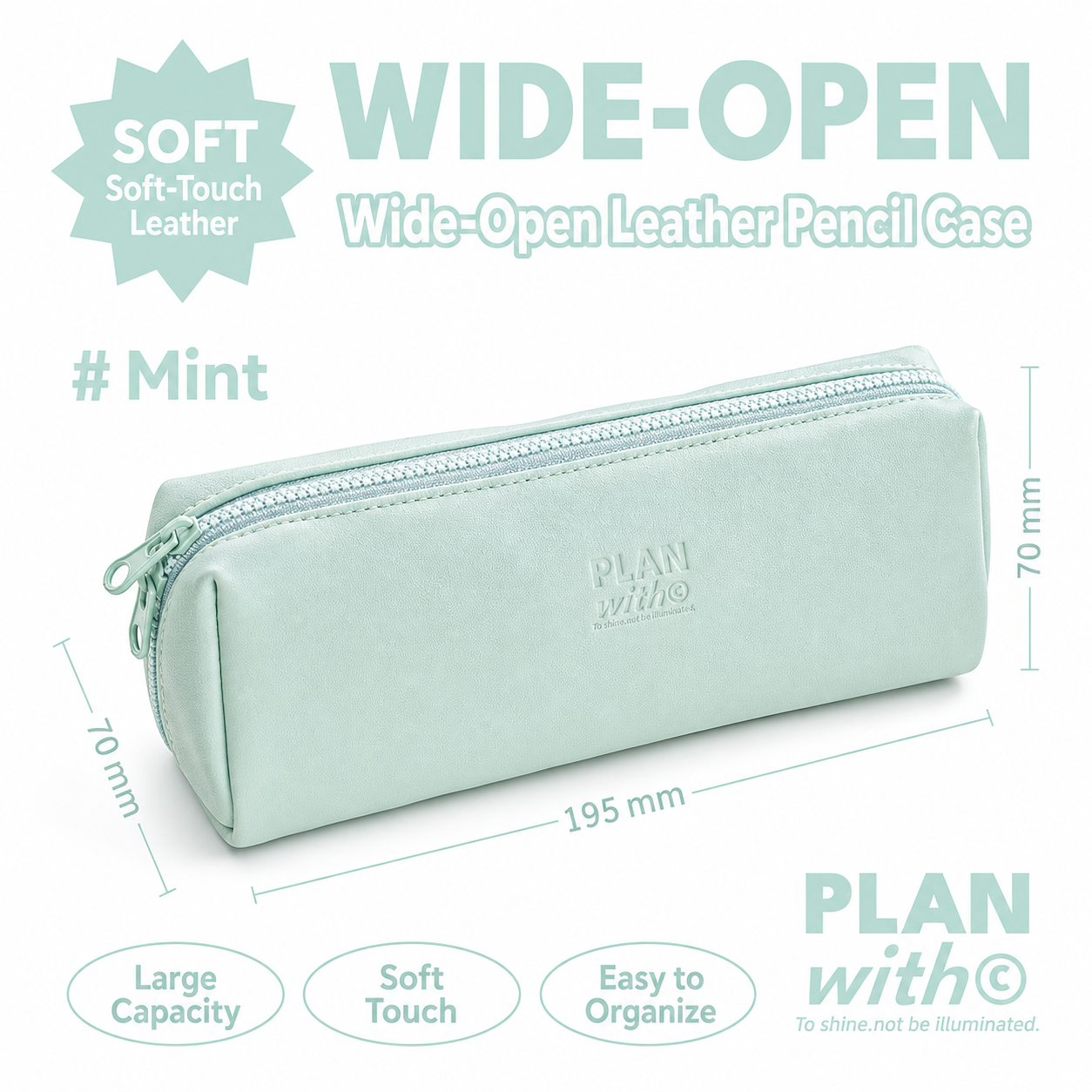 Planwith Soft PU Leather Pencil Case with Dual Zippers by Planwith - color option view for journaling writing tool | Lumiyear