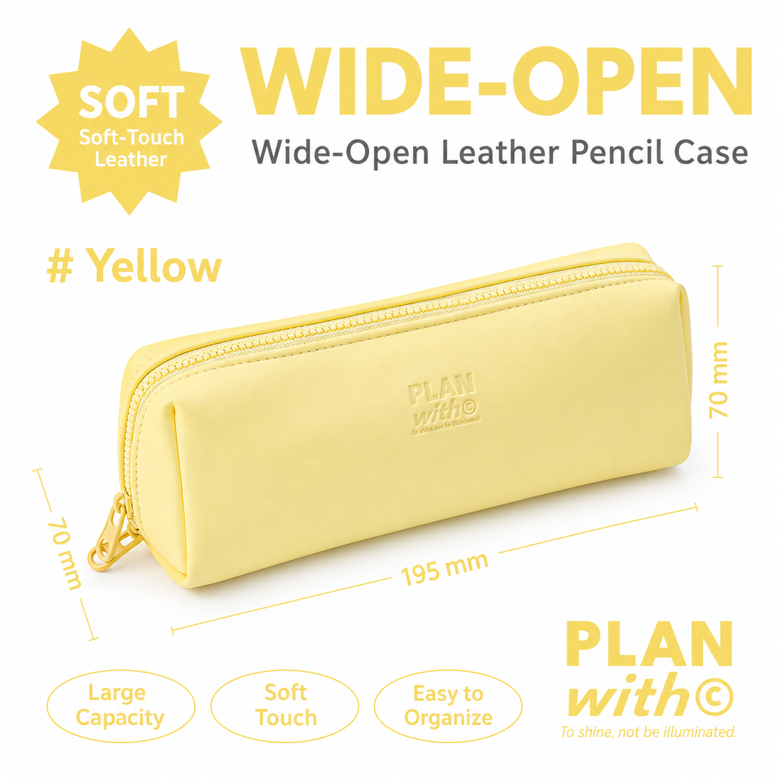 Planwith Soft PU Leather Pencil Case with Dual Zippers by Planwith - color option view for journaling writing tool | Lumiyear