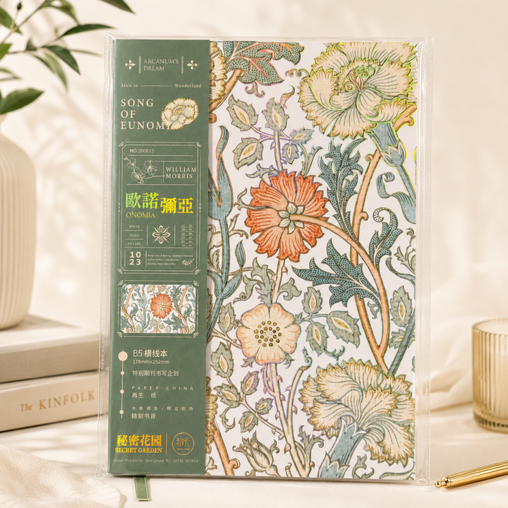 MISSTIME William Morris Vintage B5 Notebook Set | Cordless Magazine Journal - MISSTIME