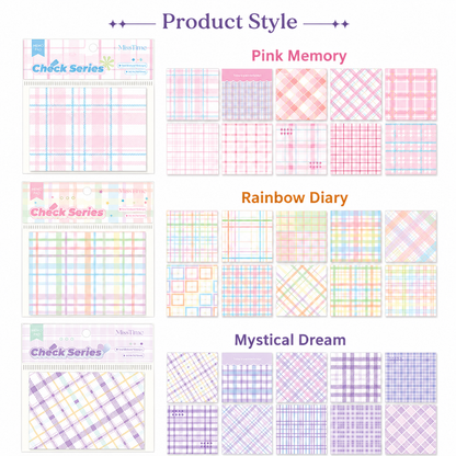 MISSTIME Vintage Plaid Series Sticky Notes Set | Pastel Checkered Memo Pads
