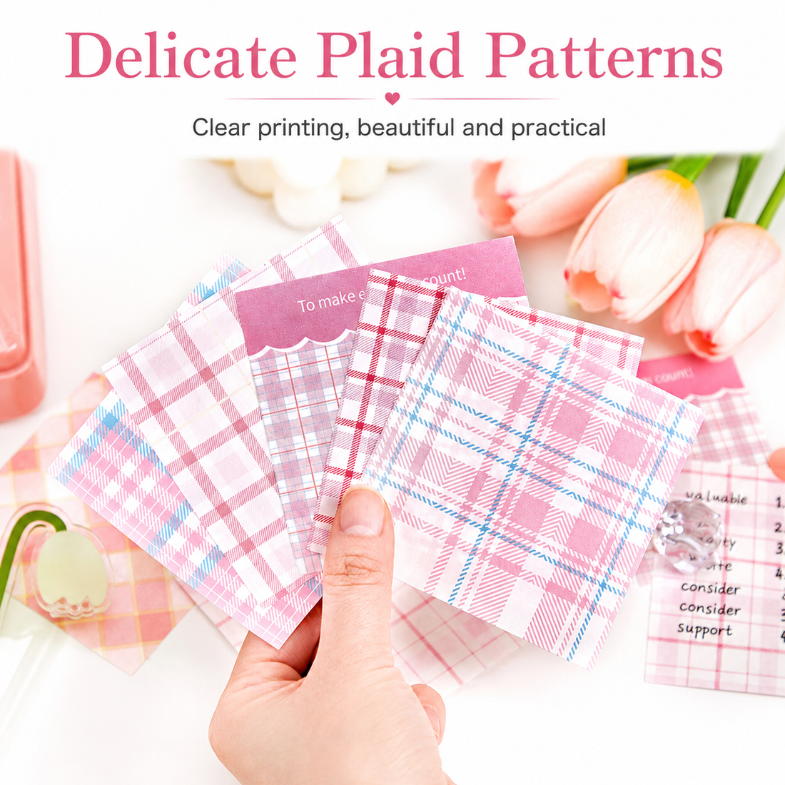 MISSTIME Vintage Plaid Series of Notes Set by MISSTIME - color option view for aesthetic stationery | Lumiyear