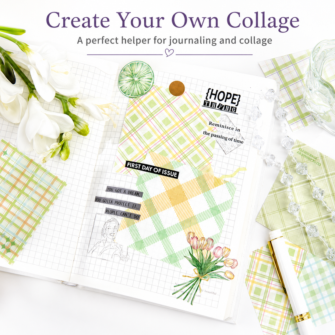 MISSTIME Vintage Plaid Series of Notes Set by MISSTIME - color option view for aesthetic stationery | Lumiyear