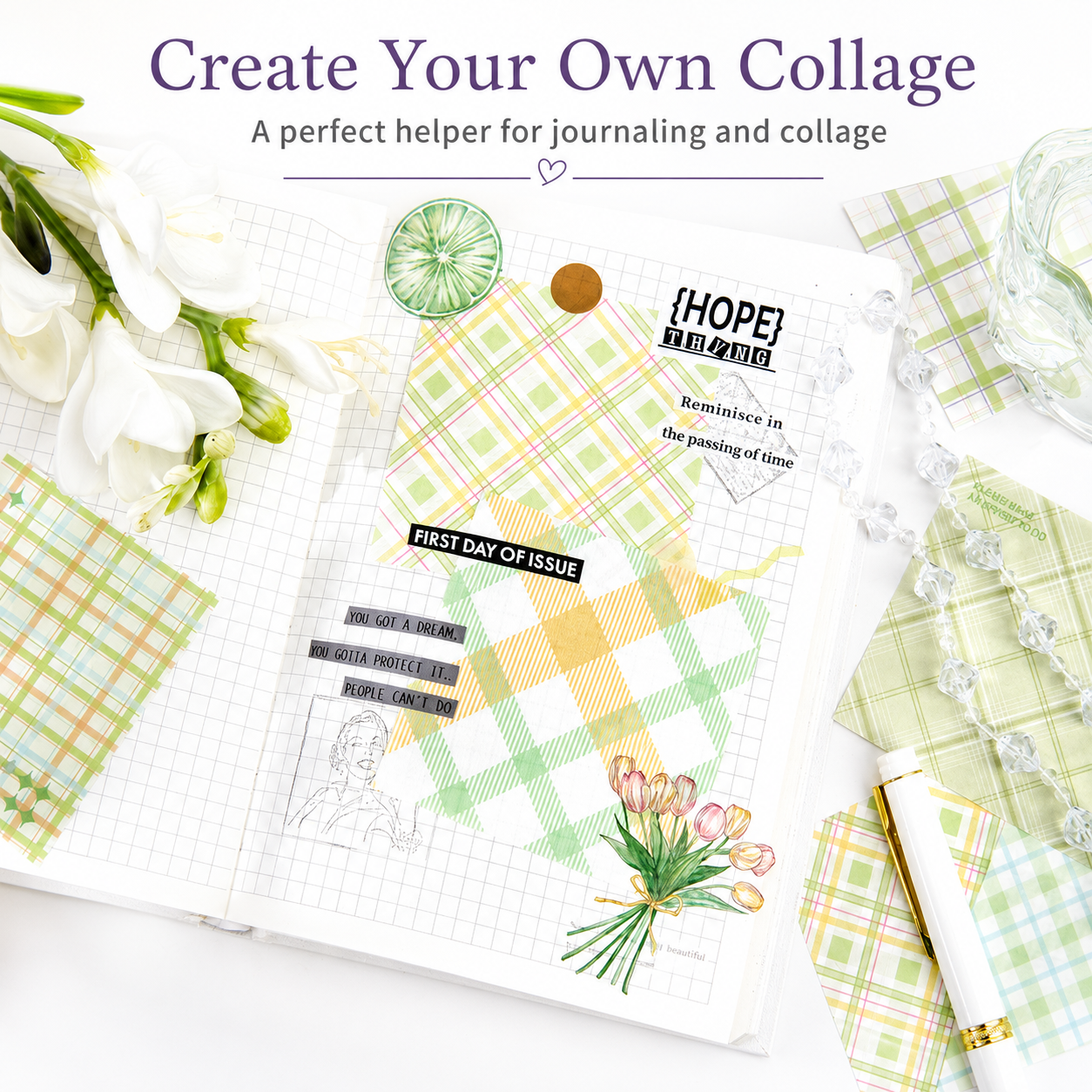 MISSTIME Vintage Plaid Series of Notes Set by MISSTIME - color option view for aesthetic stationery | Lumiyear