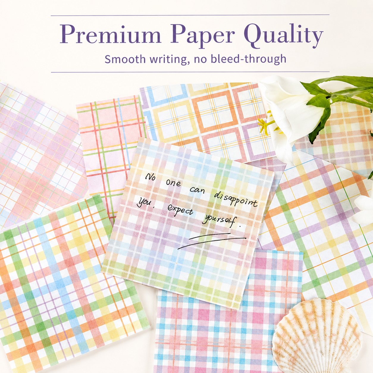 MISSTIME Vintage Plaid Series of Notes Set by MISSTIME - color option view for aesthetic stationery | Lumiyear