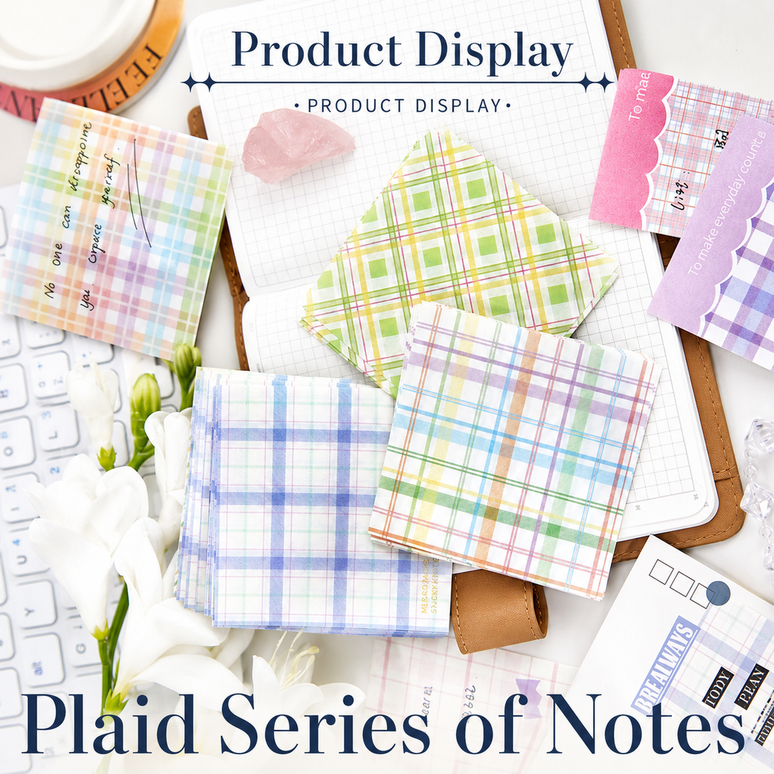 MISSTIME Vintage Plaid Series of Notes Set by MISSTIME - color option view for aesthetic stationery | Lumiyear