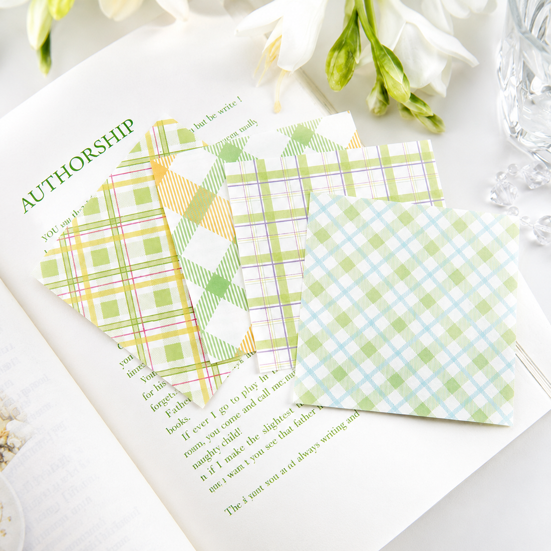 MISSTIME Vintage Plaid Series of Notes Set by MISSTIME - color option view for aesthetic stationery | Lumiyear
