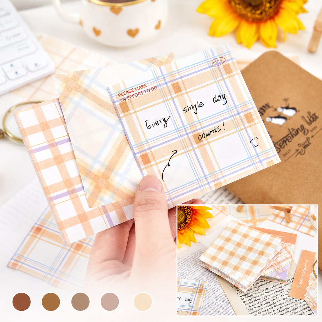 MISSTIME Vintage Plaid Series of Notes Set by MISSTIME - color option view for aesthetic stationery | Lumiyear