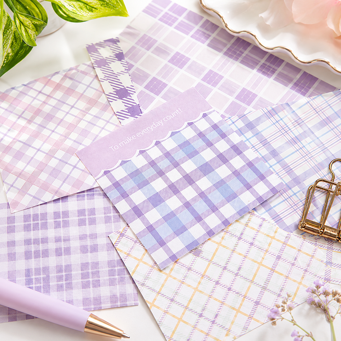 MISSTIME Vintage Plaid Series of Notes Set by MISSTIME - color option view for aesthetic stationery | Lumiyear