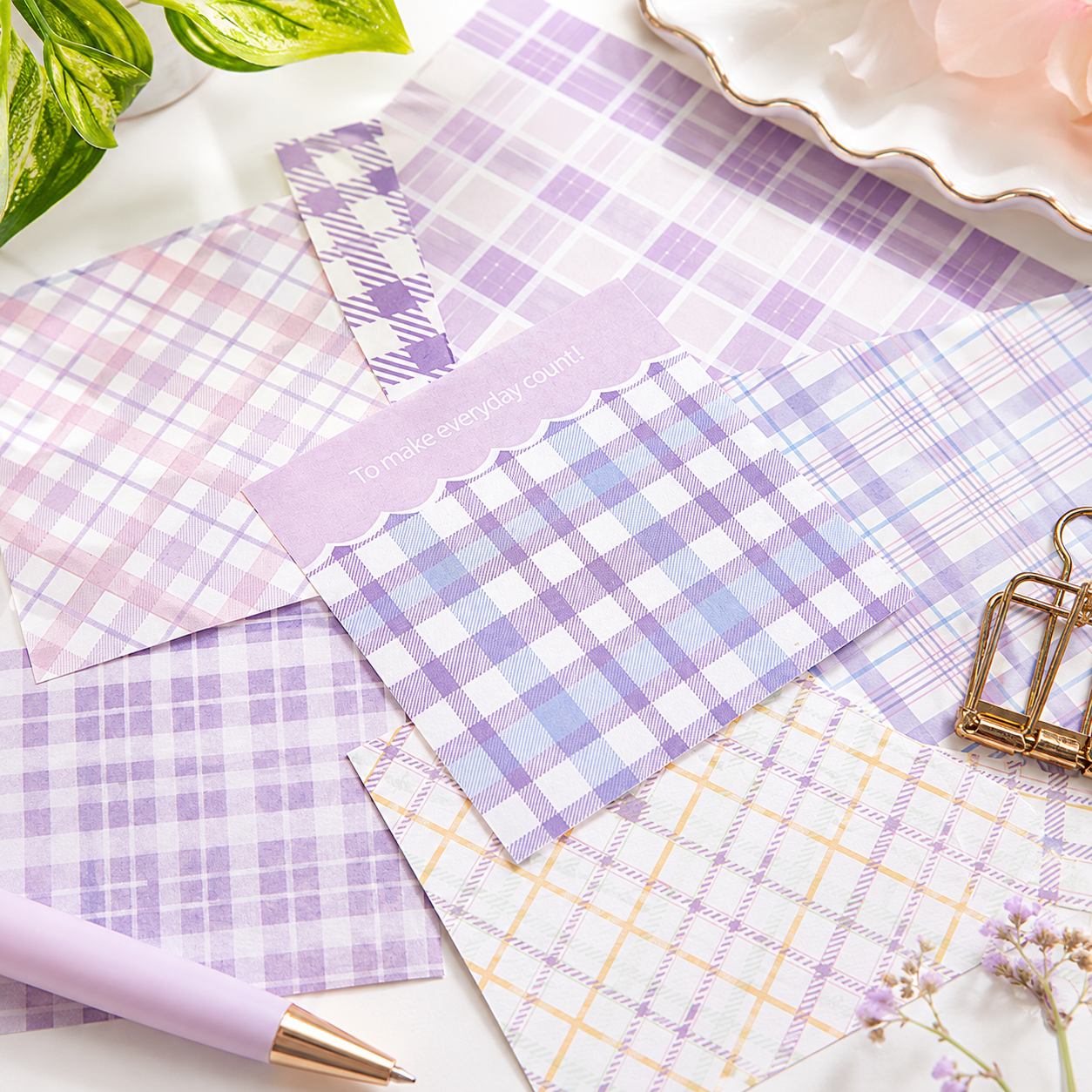 MISSTIME Vintage Plaid Series of Notes Set by MISSTIME - color option view for aesthetic stationery | Lumiyear