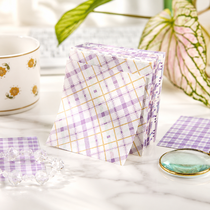 MISSTIME Vintage Plaid Series Sticky Notes Set | Pastel Checkered Memo Pads