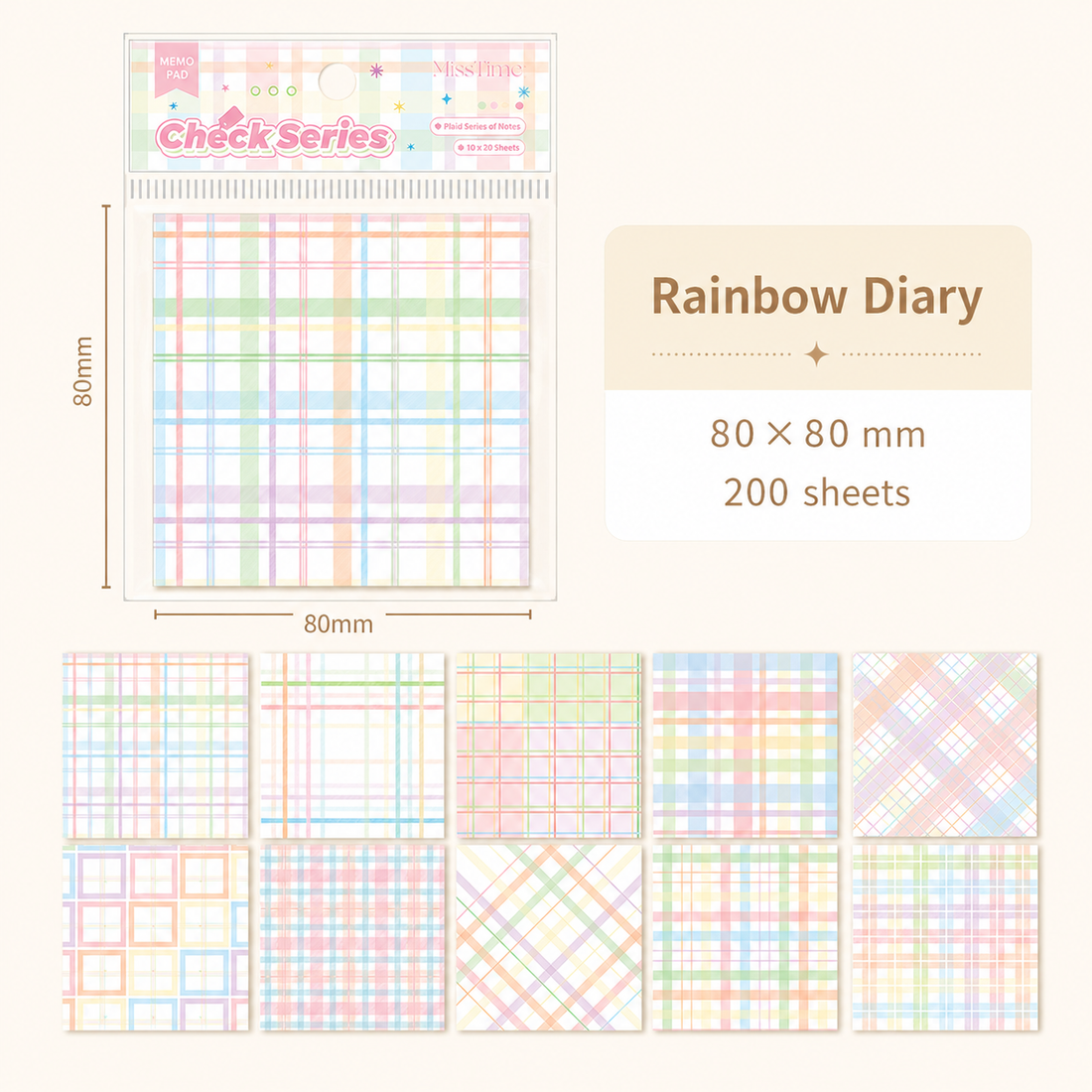 MISSTIME Vintage Plaid Series of Notes Set by MISSTIME - lifestyle stationery view for aesthetic stationery | Lumiyear