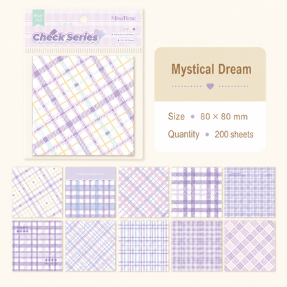 MISSTIME Vintage Plaid Series Sticky Notes Set | Pastel Checkered Memo Pads