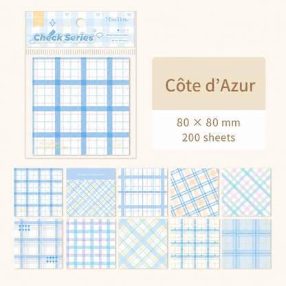 MISSTIME Vintage Plaid Series Sticky Notes Set | Pastel Checkered Memo Pads