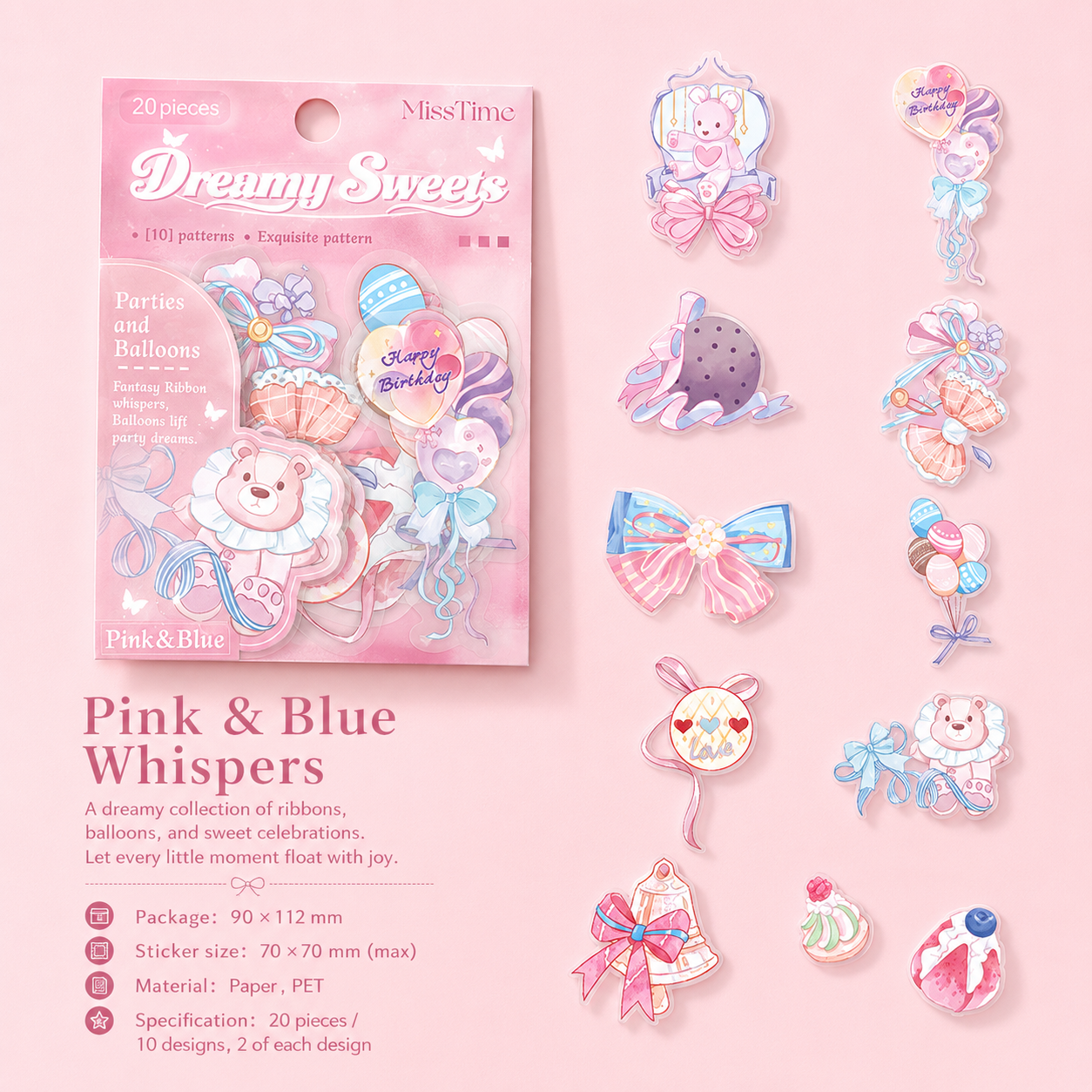 MISSTIME Dreamy Sweets Series PET Sticker Pack by MISSTIME - inside detail for scrapbook decoration | Lumiyear