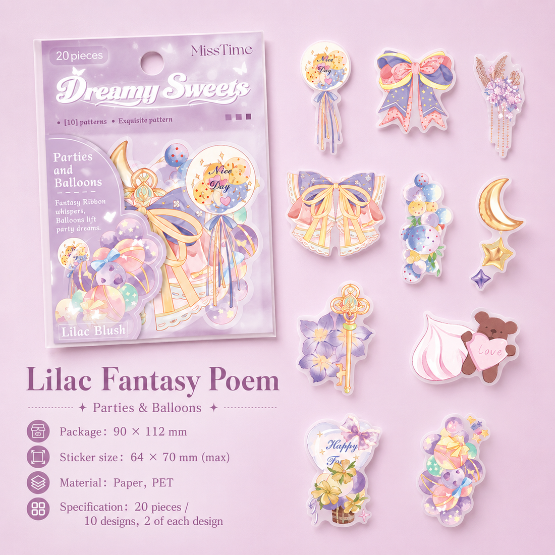 MISSTIME Dreamy Sweets Series PET Sticker Pack by MISSTIME - packaging view for scrapbook decoration | Lumiyear