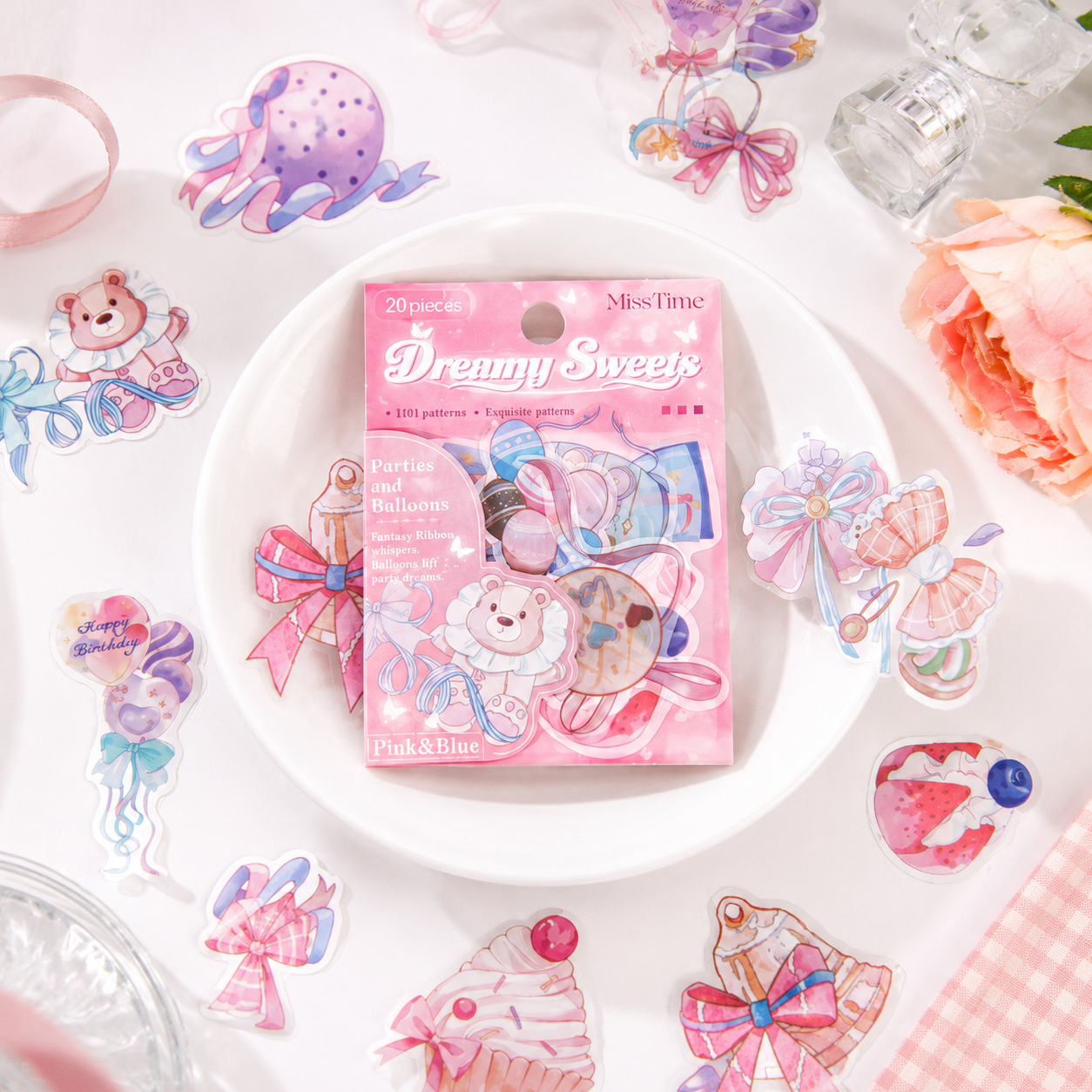 MISSTIME Dreamy Sweets Series PET Sticker Pack | Pastel Kawaii Scrapbook Decals