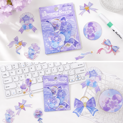 MISSTIME Dreamy Sweets Series PET Sticker Pack | Pastel Kawaii Scrapbook Decals
